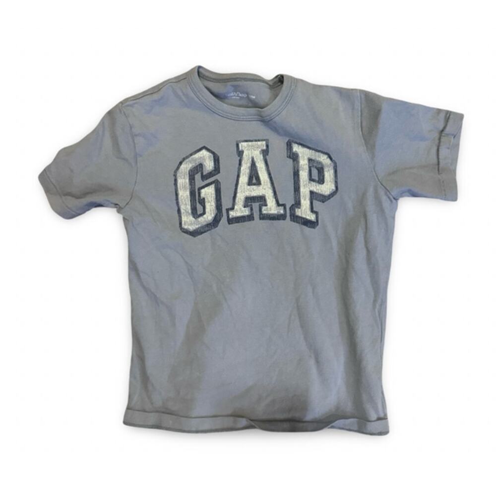 Gap Kids Logo T-Shirt Size 5 Gray Blue Short Sleeve